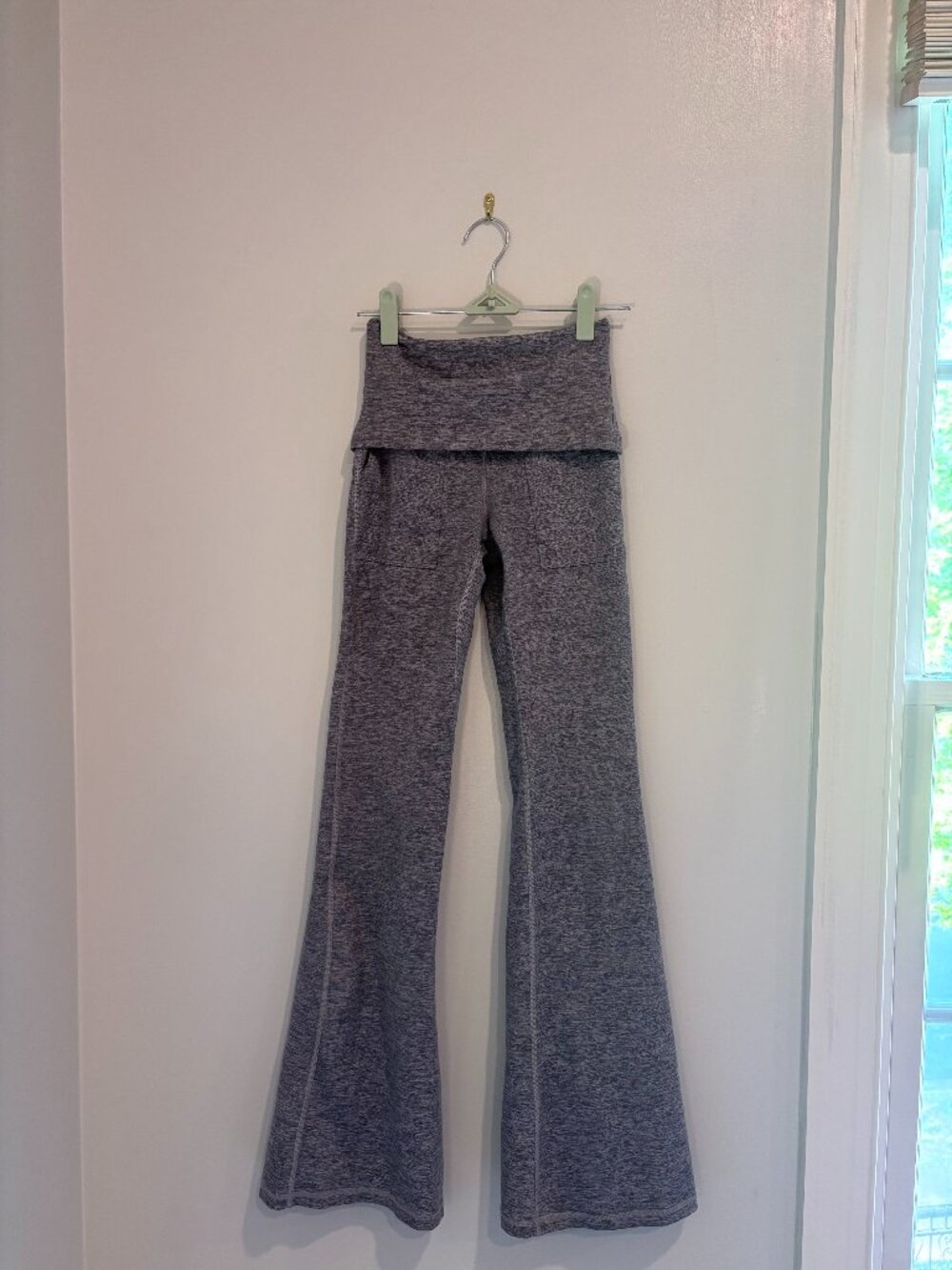 Aerie Gray Heather Foldover Flare Leggings Yoga Pants